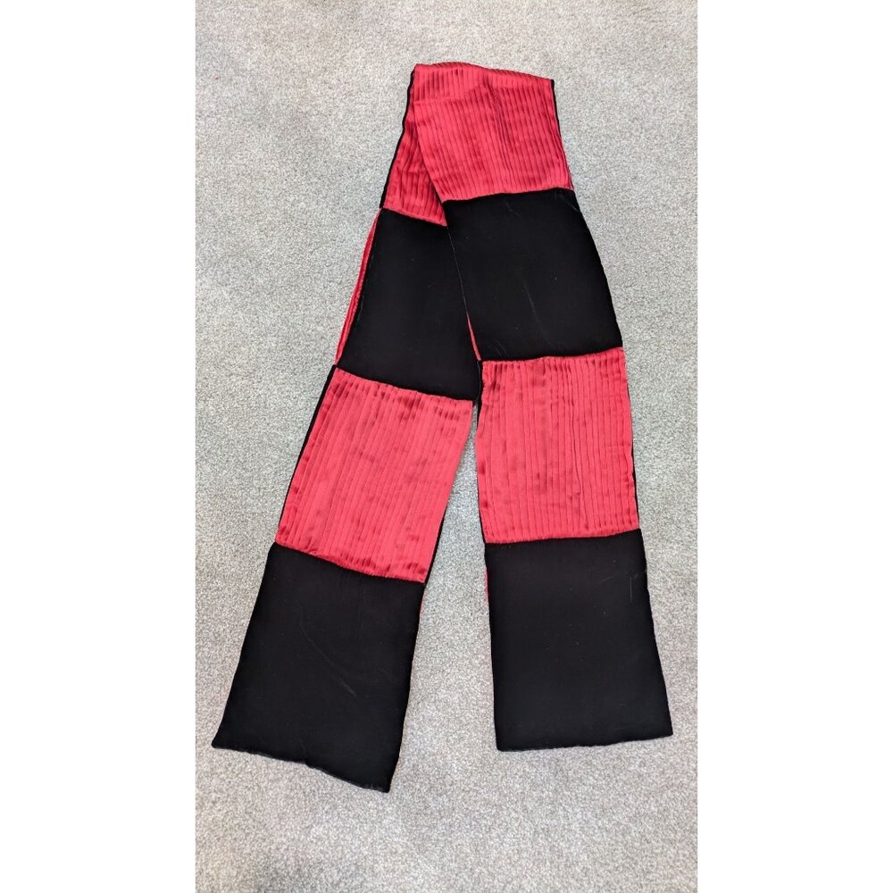 Collection 3 Womens Velvet Silk Scarf Red Black Colorblock Holiday Luxury Unisex